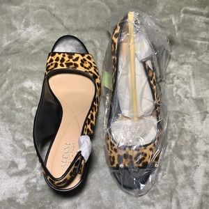 Leopard Print Woman Slingback Dress Sandals New